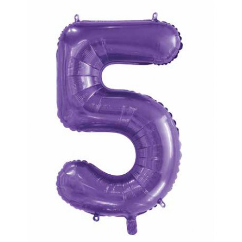 Number 5 Foil Balloon - Purple