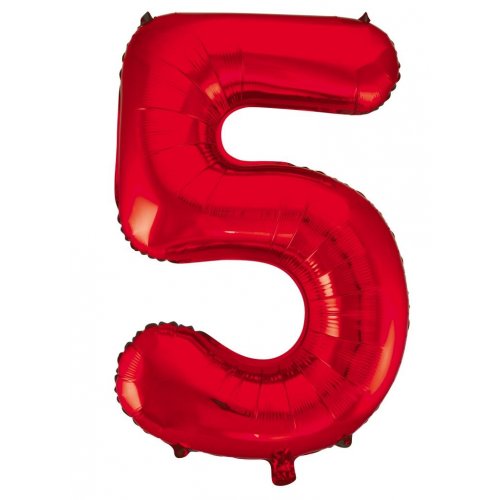 Number 5 Foil Balloon - Red