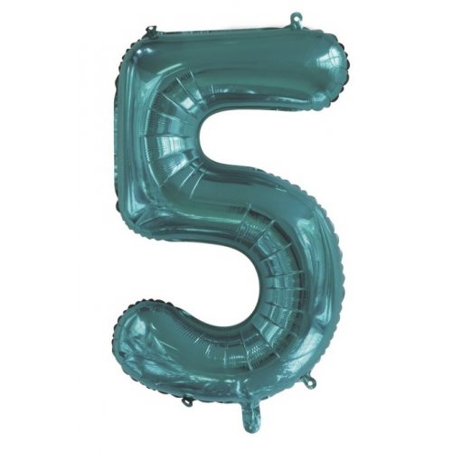 Number 5 Foil Balloon - Teal