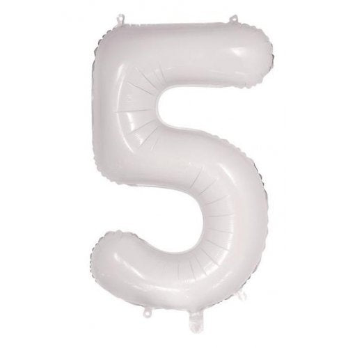 Number 5 Foil Balloon - White