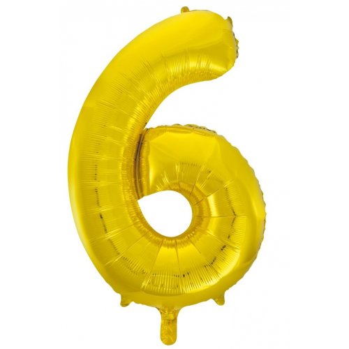 Number 6 Foil Balloon - Gold
