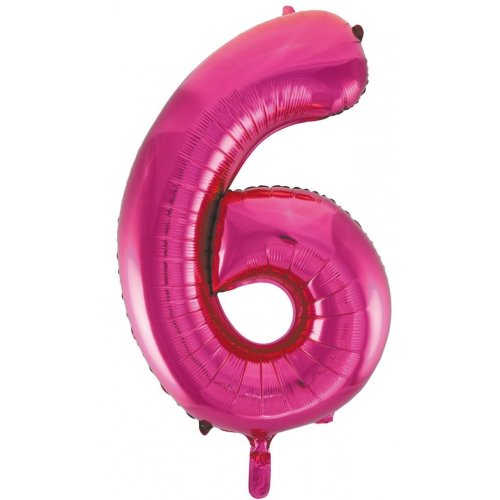 Number 6 Foil Balloon - Magenta