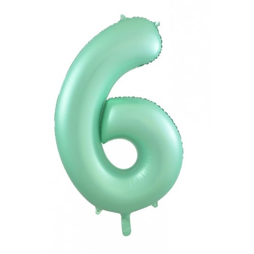 Number 6 Foil Balloon - Matt Pastel Green