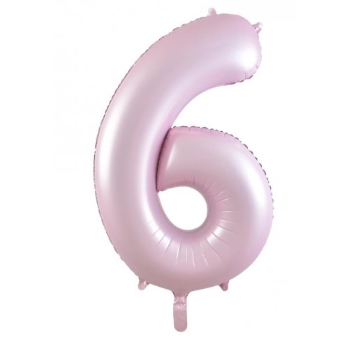 Number 6 Foil Balloon - Matt Pastel Pink