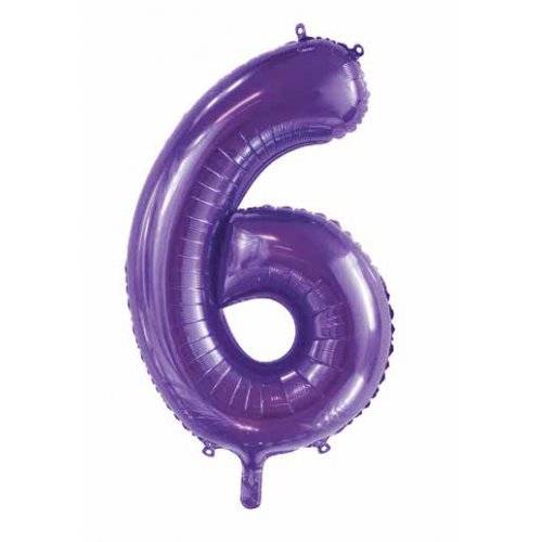 Number 6 Foil Balloon - Purple