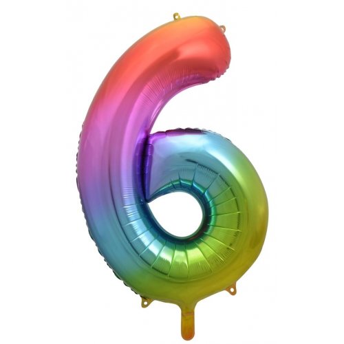 Number 6 Foil Balloon - Rainbow