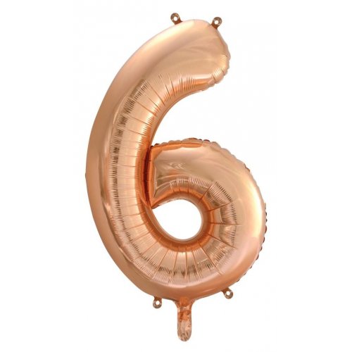 Number 6 Foil Balloon - Rose Gold