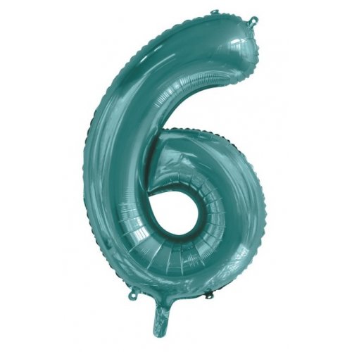 Number 6 Foil Balloon - Teal