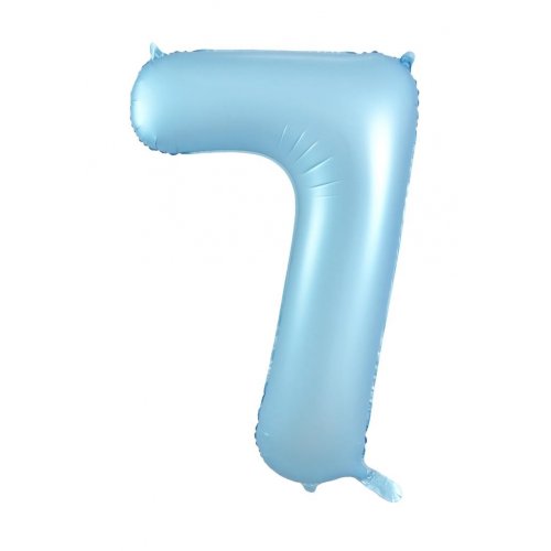 Number 7 Foil Balloon - Matt Pastel Blue