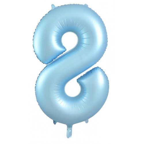 Number 8 Foil Balloon - Matt Pastel Blue