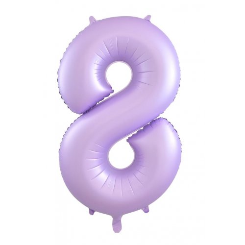 Number 8 Foil Balloon - Matt Pastel Lilac