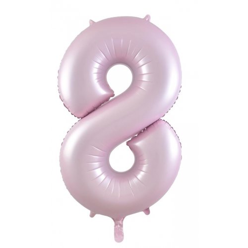 Number 8 Foil Balloon - Matt Pastel Pink