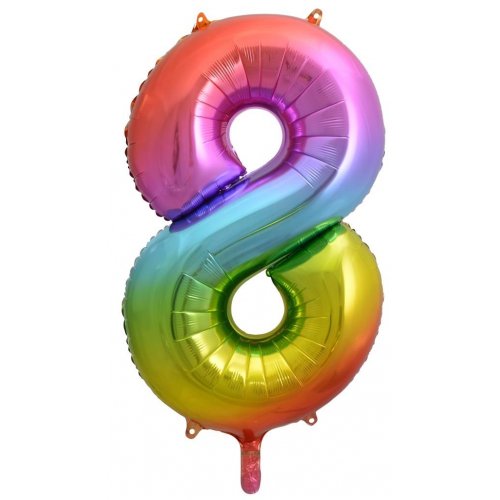 Number 8 Foil Balloon - Rainbow