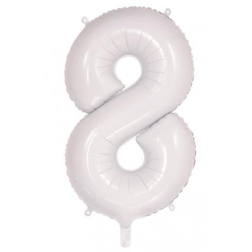 Number 8 Foil Balloon - White