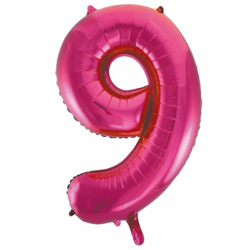 Number 9 Foil Balloon - Magenta