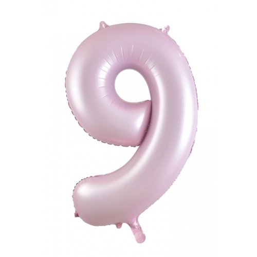 Number 9 Foil Balloon - Matt Pastel Pink
