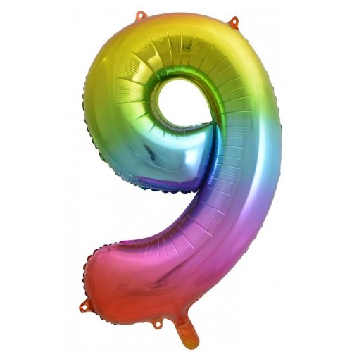 Number 9 Foil Balloon - Rainbow