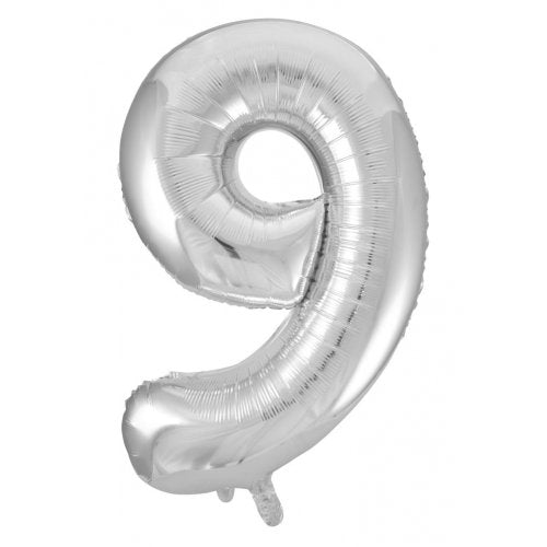 Number 9 Foil Balloon - Silver