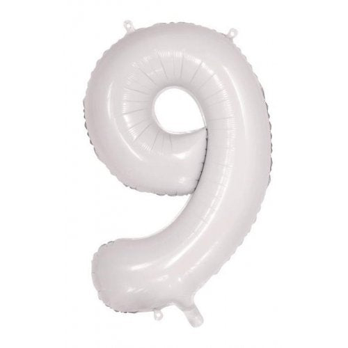 Number 9 Foil Balloon - White