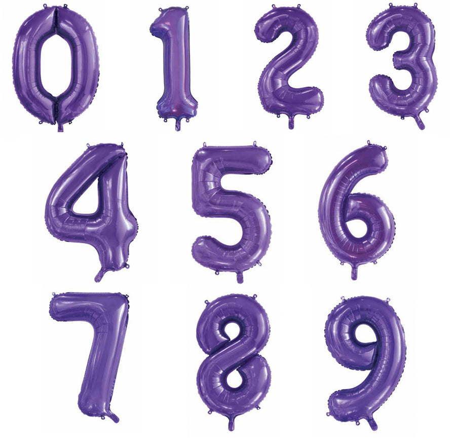 Purple Helium Megaloon Numbers Foil Balloon