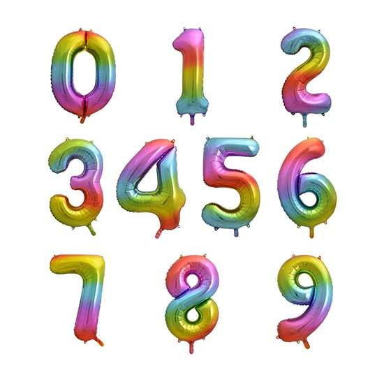 Rainbow Helium Megaloon Numbers Foil Balloon